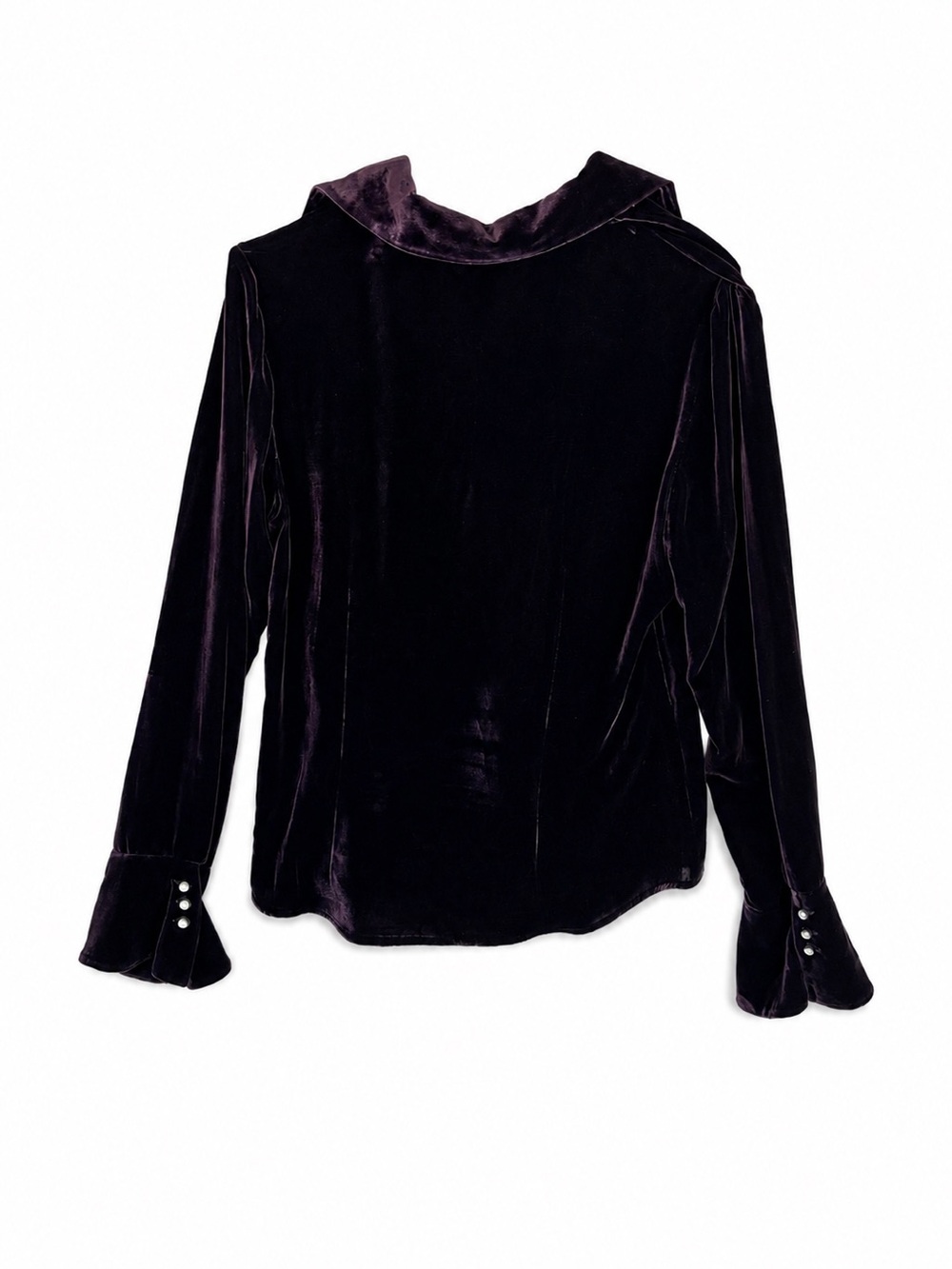 Ralph Lauren Dark Purple Velvet Button-Up top whimsy goth romantic size small - Picture 3 of 9